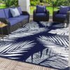 6'x9' Outdoor Rugs Patio Waterproof Outside Mat Reversible Plastic Camping Carpet,Black & Grey