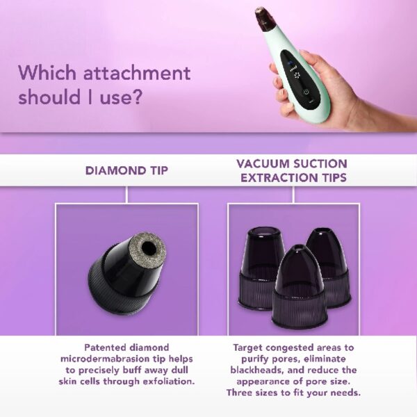 MIO Diamond Tip Microdermabrasion Device, Rechargeable Exfoliator & Pore Extractor