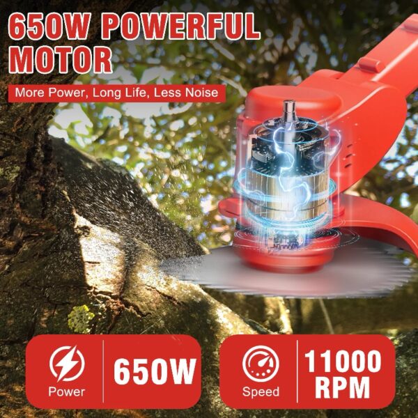 Cordless Weed Eaters, Battery Operated Weed Wacker, Weed Trimmer with 2 Batteries, Electric Grass Trimmer, Electric Edger for Lawns, 24V 650W Grass Cutting Machine, Green