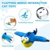 Risehigh Cat Toys for Indoor Cats Interactive Flapping Chirping Bird Kitten Toy Touch Activated Rechargeable Automatic with Catnip