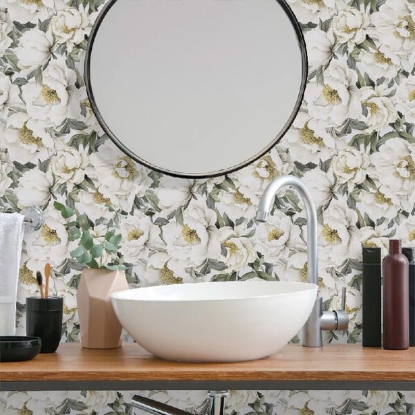 Floral Peel and Stick Wallpaper 17.7-in x 236-in Multi-color Removable Wallpaper Self Adhesive Wallpaper for Cabinets Home Decoration Wall Covering Old Furniture Renovation
