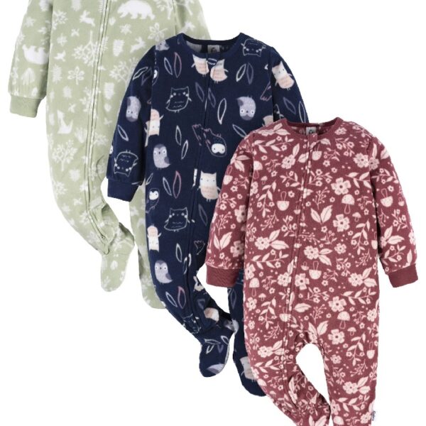 Baby and Toddler Neutral Microfleece Blanket Sleeper Pajamas, 3-Pack, Sizes 0/3M-5T