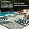 Outdoor Rug Carpet 5'x8' Waterproof Reversible Patio Rug Portable Indoor Outdoor Rug Plastic Straw Rug for Beach RV Camping Garden Picnic Deck Backyard Porch Decor Black