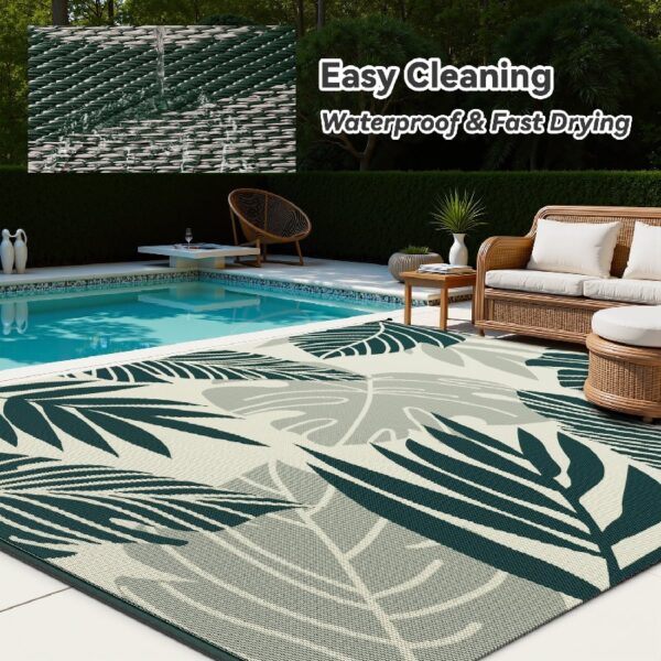 Outdoor Rug Carpet 5'x8' Waterproof Reversible Patio Rug Portable Indoor Outdoor Rug Plastic Straw Rug for Beach RV Camping Garden Picnic Deck Backyard Porch Decor Black