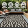 6'x 9' Outdoor Rug Plastic Waterproof Outside Foldable Mat UV Resistant Patio RV Deck Carpet,Black Brown