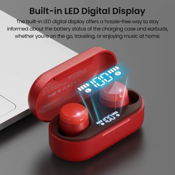 T12 in-Ear Wireless Earbuds Bluetooth 5.3 Headphones with 32EQ Mode,Stereo Bass Bluetooth Earbuds with ENC Noise Cancelling Mic,55H Play,IPX8 Waterproof,Wireless Charging for Home,Sports,Travel