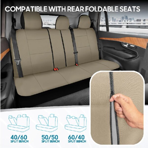 PolyPro Car Seat Covers Full Set in Charcoal on Black – Front and Rear Split Bench for Cars, Easy to Install Cover Set, Accessories Auto Trucks Van SUV