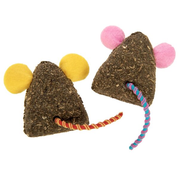 (3 pack) SmartyKat Mousy Mayhem 2-Piece Compressed Catnip Mice Cat Toys, Pink & Orange