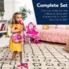 19in Kids Flash Guitar, Pretend Play Musical Instrument Toy for Toddlers w/ Mic, Stand - Navy