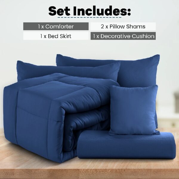 Lux Decor Collection 5 Piece Queen Down Alternative Comforter Set, Washable Duvet Bedding Set - Quatrefoil Navy