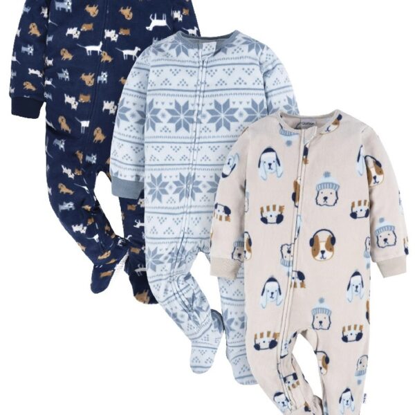 Baby and Toddler Neutral Microfleece Blanket Sleeper Pajamas, 3-Pack, Sizes 0/3M-5T