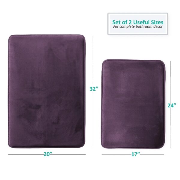Nestl Set of 3 Absorbent Memory Foam Bath Mat Bathroom Rugs, Gray, Large 20