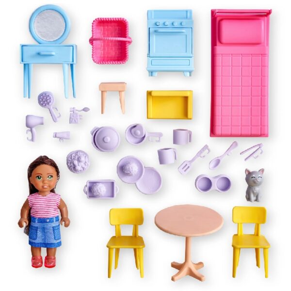 Tote-ables™ Portable Cottage Dollhouse with Doll Included, Storage, 30 Accessories
