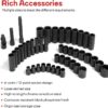 Mechanic Tool Kit, Drive Socket Set, 46 Pieces, with 72 Teeth Reversible Ratchet, Metric/SAE