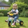 My First Trike: White, Green, Yellow - Pedal Operated 3 Wheeled Bike, 2 Baskets, Indoor & Outdoor Tricycle, Ride-On Toy, Kids Toddlers Ages 2+