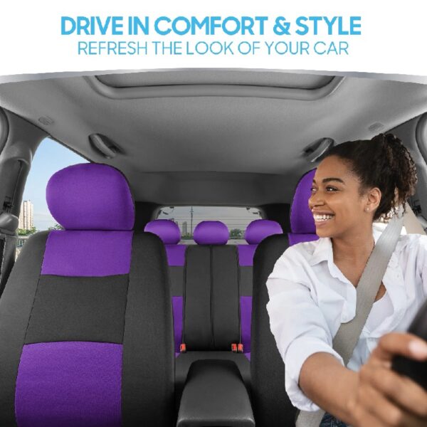 PolyPro Car Seat Covers Full Set in Charcoal on Black – Front and Rear Split Bench for Cars, Easy to Install Cover Set, Accessories Auto Trucks Van SUV