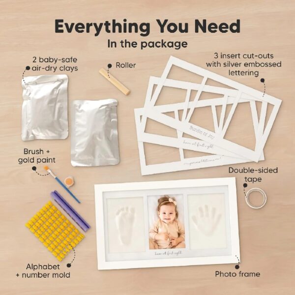 Ash Wood Baby Hand & Footprint Kit - Newborn Keepsake Frame, Personalized Gifts for Girls & Boys, Mother's Day Gift