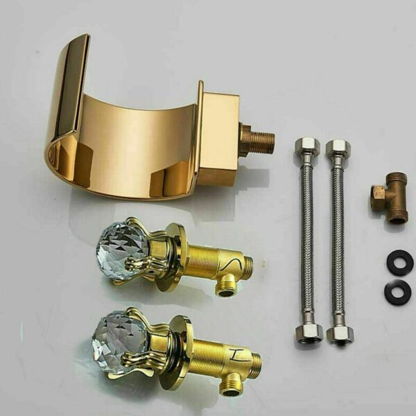 Widespread Bathroom Basin Faucet Crystal Handle Sink Mixer Tap Chrome Finish