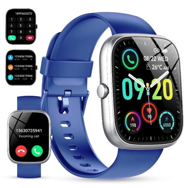 Smart Watch Fits for Android and iPhone, IP68 Waterproof Smartwatch for Women Men 100+ Sports Modes 1.91-inch Fitness Tracker, Smart Watch with Bluetooth Call(Answer/Make Calls), for Gift Black
