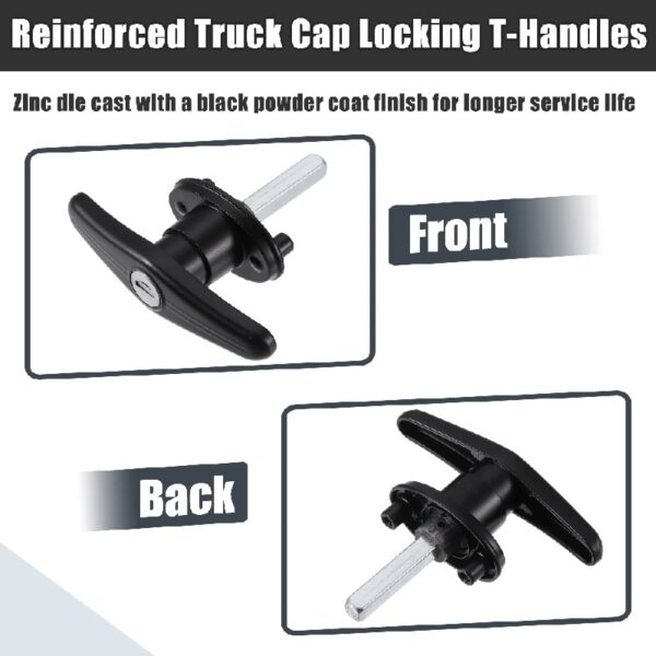 2 Set RIGHT Truck Cap Locking T-Handles for Pickup Truck Cap Camper Shell T-Handles Lock w/ 4 Keys Bolts