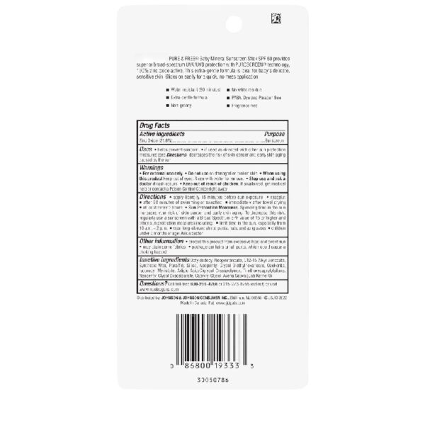 (3 pack) Pure & Free Baby Mineral Sunscreen Stick, SPF 50, 0.47 oz