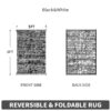 Outdoor Rugs 5' x 8' Rug, Waterproof Patio Mat, Stylish Plastic Straw Reversible Area Rug for Picnic RV Camping Porch Balcony, Black and White