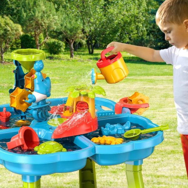 Sand Water Table for Toddlers, 4 in 1 Sand Table and Water Play Table, Kids Table Activity Sensory Play Table Beach Sand Water Toy for Outdoor Backyard for Toddlers Age 2-4 Gift
