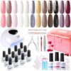 Candy Lover Gel Nail Polish Kit with UV LED Lamp, 12 Colors Cute Lady Gel Polish Starter Kit, All-in-One Quick Dry Soak Off Nail Gel Manicure Kit with DIY Tools Valentine Gift for Women