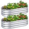 Galvanized Raised Garden Bed Mental, Outdoor Garden Planters, Large Galvanized Raised Planters 4ft (L) x2ft (W) x1ft (H), Silver