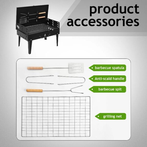 Portable Grill Charcoal Grill BBQ Grill Square Design Black