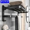 Towel Rack for Bathroom Towel Holder for Bathroom Wall Mounted,Black Towel Bar Storage