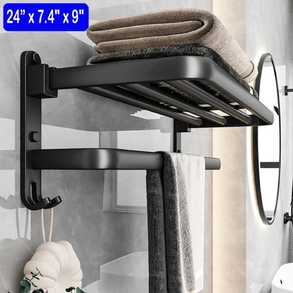 Towel Rack for Bathroom Towel Holder for Bathroom Wall Mounted,Black Towel Bar Storage
