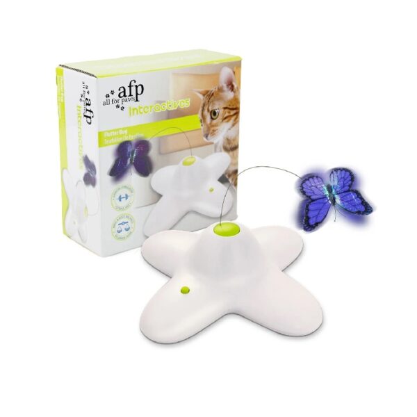 All For Paws Interactive Cat Toys, Fluttering Butterfly Automatic Cat Teasing Toy with 2 Replacement Butterflies