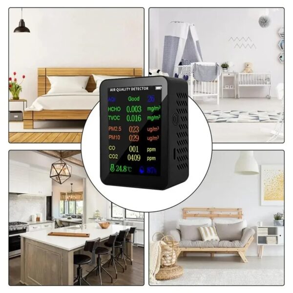 Indoor Air Quality Detector High-Precision Real-Time Portable 10-in-1 Monitor with Alarm Air Quality Tester Indoor B