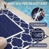 Outdoor Rugs Waterproof Plastic Straw Mat 6'x9' Reversible Patio Deck Beach Blue & White
