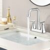 Bathroom Sink Faucet, 4 inch Matte Black Bathroom Faucets with Pop-up Drain and Supply Lines, Stainless Steel 2-Handle Centerset Faucet for Bathroom Faucet 3 Hole