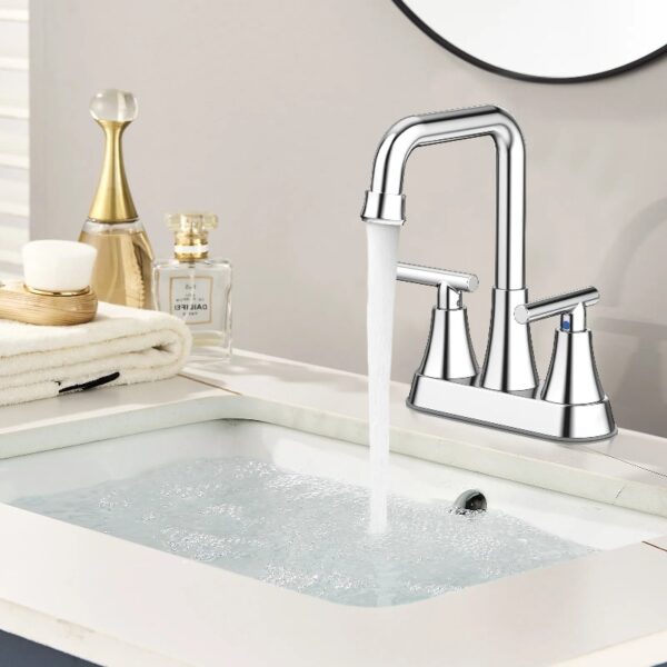 Bathroom Sink Faucet, 4 inch Matte Black Bathroom Faucets with Pop-up Drain and Supply Lines, Stainless Steel 2-Handle Centerset Faucet for Bathroom Faucet 3 Hole