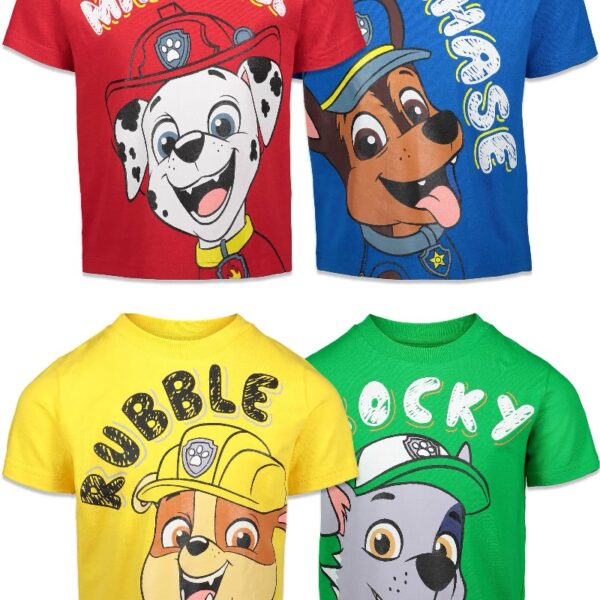 Paw Patrol Chase Marshall Rubble Rocky Toddler Boys 4 Pack T-Shirts Multicolor 4T