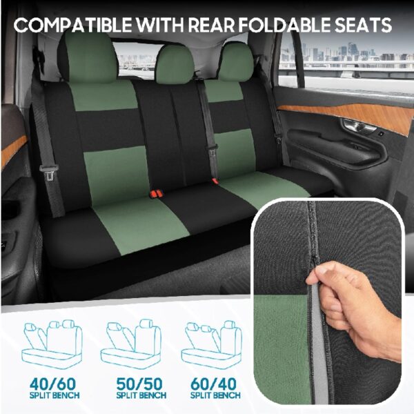 PolyPro Car Seat Covers Full Set in Charcoal on Black – Front and Rear Split Bench for Cars, Easy to Install Cover Set, Accessories Auto Trucks Van SUV