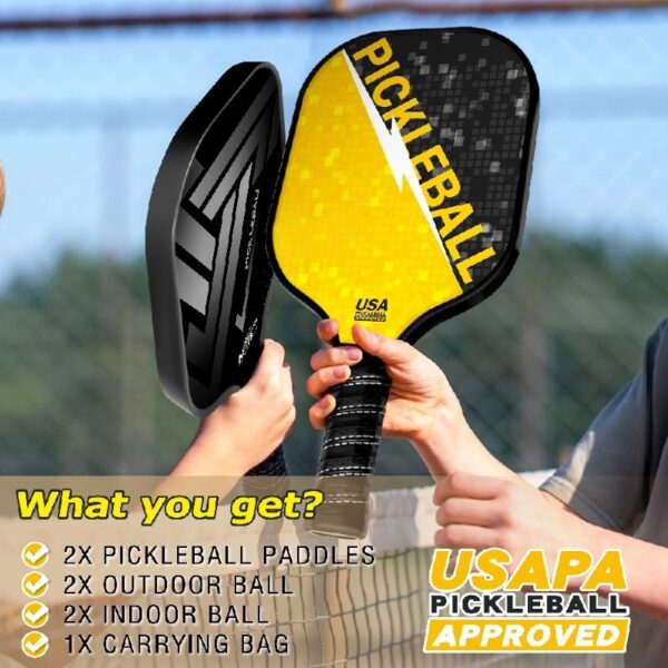 NFTIGB USAPA Certified Pickleball Paddles for Beginners, Family Play Set with 2 Rackets, 4 Balls, Easy-to-Use, Durable & Lightweight