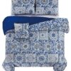 Lux Decor Collection 5 Piece Queen Down Alternative Comforter Set, Washable Duvet Bedding Set - Quatrefoil Navy
