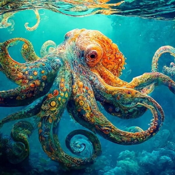 Deep Blue Octopus Odyssey: 1000-Piece Jigsaw Puzzle for Adults - Marine Artwork Brain Teaser by