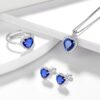 Women Heart Jewelry Set Necklace Earrings Ring 925 Sterling Silver February Birthstone Amethyst Wife Mother Birthday Valentine's Day Gift