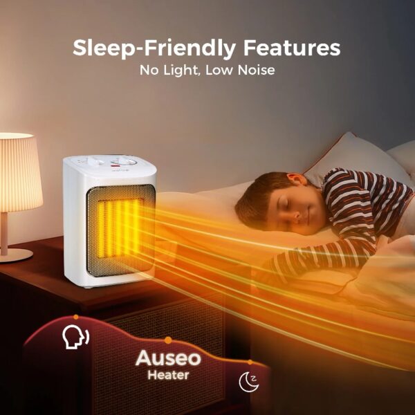 Space Heater, 750W/1500W, Ceramic Small Fan Heater for Indoor Use, 2S Rapid Heating, Multiple Safety Protection, White