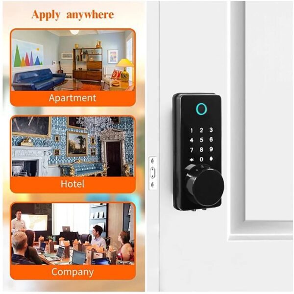 Smart Lock Keyless Entry Fingerprint Home Door,  Touchscreen Keypad with APP Control, Phone, Passcode Bluetooth Door Lock for Hotel Apartment .