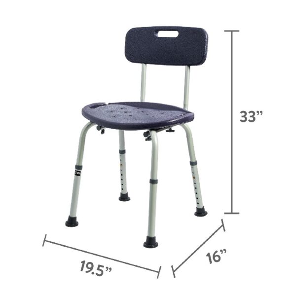 Bath Chair and Shower Chair with Back - Seat for Elderly, Handicap, Disabled, 350 lb Capacity