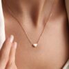 Dainty Heart Necklace Sterling Silver Charm Necklace Pendant Jewelry Gift for Women Mom