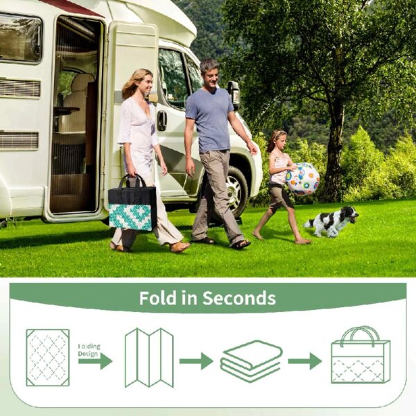 Outdoor Rugs Waterproof Plastic Straw Mat 6'x9' Reversible for RV Patio Deck Beach Black & Brown