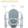 Steel Folding Deep Seat Bedside Commode, Gray