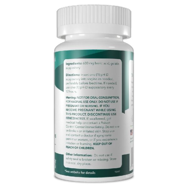 Feminine Health Boric Acid Vaginal Suppositories for Women's Health, 72 Count